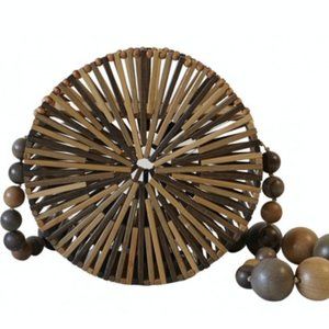 Cult Gaia Luna Crossbody Brown Wicker Handbag